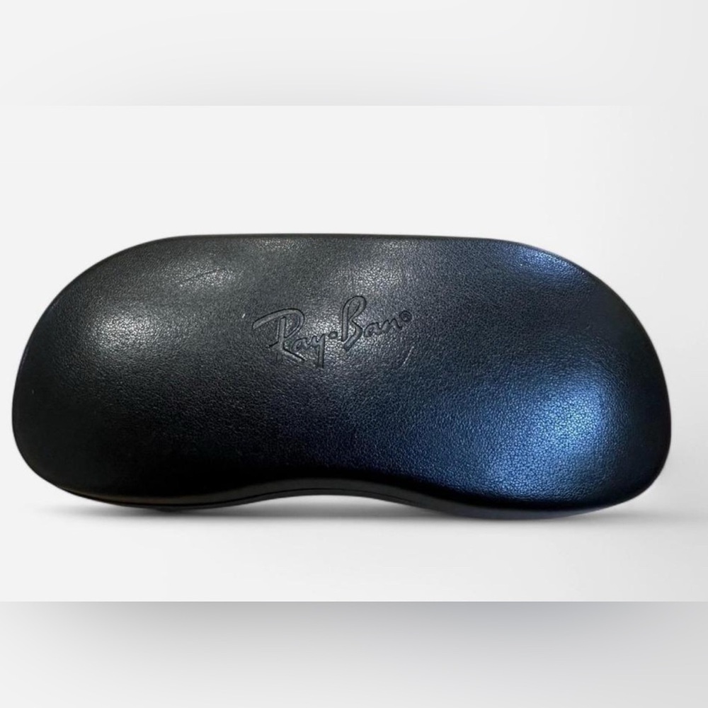 Ray-Ban Black Leather Clamshell Eye Glasses Case Hard Grey Liner 1.5"x6.5" 2.5 C